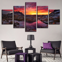 HD Printing Natural Landscape Pictures Decor Room 5 Pieces Lake Mountain Sunset Canvas Paintings Modular Framed Posters Wall Art 2024 - buy cheap