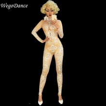 Nova mulher cantores sexy estágio macacão cristais cintilantes bodysuit discoteca dj dancer palco wear para a mulher 2024 - compre barato