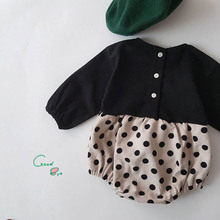 Korean Baby Bodysuits Minimalist Children Clothing Cute Dot Butt-wrapped Jumpsuit Newborn Girl Checked Jumpsuit Long Sleeve 2024 - buy cheap