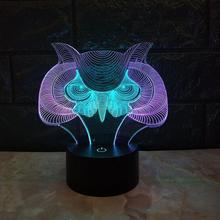 Two Color Owl 3d Visual Night Light Creative Seven Color Touch Charging Led USB Kids Lamp Gift 3d Light Fixtures 2024 - buy cheap