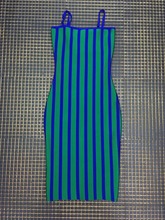 Vestido Bandage de rayón para mujer, vestido azul a rayas por debajo de la rodilla, Sexy, ajustado, de alta calidad, 2019 2024 - compra barato