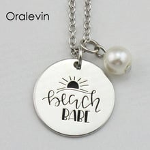 Newest Fashion BEACH BABE Inspirational Hand Stamped Engraved Glamour Pendant Female Necklace Gift Jewelry,10Pcs/Lot, #LN2049 2024 - buy cheap