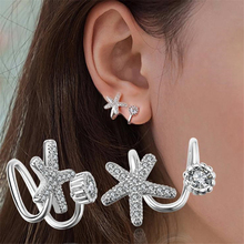 KOFSAC New Charm S925 Silver/Rose Gold Starfish Ear Clip Earrings For Women Party Fashion Crystal Jewelry Best Girl Gift 2024 - buy cheap