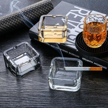 Crystal Glass Ashtray Simple Style Ash Tray Holder Smoking Accessories Household Office Cigarette Container High Quality 2024 - buy cheap