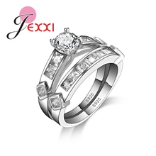 Fashion Classic Wedding Engagement Rings Set For Women 925 Sterling Silver Party Finger Ring Bijoux Bridal Lady 2024 - buy cheap