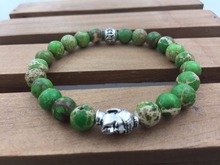 Pulseira de buda, de silicone, verde, 8mm, pedra natural, redonda, contas, yoga, esporte 2024 - compre barato