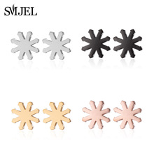 SMJEL Small Flower Earrings for Girl Women Fashion Stainless Steel Geometric Studs Earrings Piercing Jewelry Accessories Brincos 2024 - buy cheap