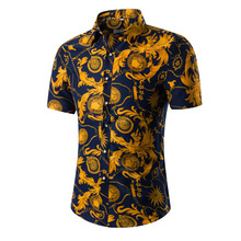 Camisa havaiana masculina de manga curta, moda casual de verão e praia com estampa floral para homens, tamanho asiático com 10 cores 2024 - compre barato