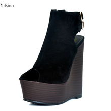Olomm-sandálias femininas plataforma, sapatos de salto alto, sexy, preto, para festa, tamanhos grandes 5 a 15 2024 - compre barato