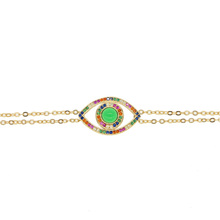 2019 Baguette cubic zirconia CZ eye bracelet gold color luxury Gorgeous women gift Turquoises Shiny Chic evil eye jewelry 2024 - buy cheap