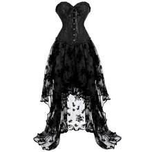 Vestidos de alta e baixa saia do espartilho tulle longo lace corset bustier plus size gothic masquerade traje vestido korsett sexy preto 6xl 2024 - compre barato