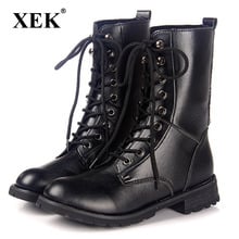 XEK 2018 spring and autumn new lace-up shoes boots motorcycle boots ankle boots women's boots fashion handsome boots ZLL277 2024 - buy cheap