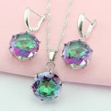 WPAITKYS Multicolor Cubic Zirconia Silver Color Jewelry Sets For Women Jewelry Around The Neck Earrings Pendant Free Gift Box 2024 - buy cheap