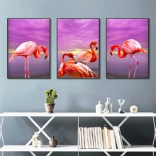 Nordic Decoration Home Art Painting Flamingo Pink Sea Landscape Canvas Posters and Prints Modular Wall Pictures for Living Room 2024 - buy cheap