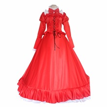 Vestido Rojo Lolita Vintage para mujer, disfraz de noche, Cosplay para vestido de noche para baile y fiesta 2024 - compra barato