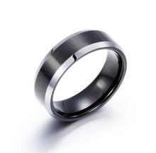 New Fashion vintage Black Tungsten Male Ring Cool Jewelry Stainless Steel Finger Ring For Men Wedding Party Gift Bijoux RING 2024 - buy cheap