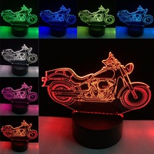 Gaopin-lâmpada 3d em forma de motocicleta, luz noturna, usb, várias cores, sensível ao toque ou controle remoto, lâmpada de mesa 2024 - compre barato