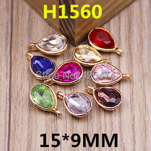 Cuentas flotantes de cristal de gota de agua, abalorios de aleación para pulseras, joyería DIY, 50CPS, 15x9MM, envío gratis 2024 - compra barato