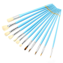 12 pcs high quality Nylon Paint Brush Fresh blue Watercolor Paintbrush Pen Oil Painting Bristle Brush Artist's Paint Brush Set 2024 - buy cheap