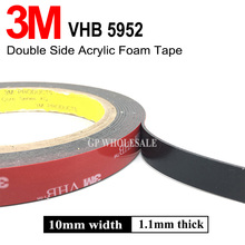 3M VHB 5952 thickness 1.1mm foam mounting tape double sided acrylic foam tape, black, ,10mm*3m/1Rolls/Lot 2024 - buy cheap