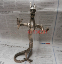 Metal artesanato collectible chinês decorado antigo handwork tibete prata esculpida raro "suporte dragão" estátua frete grátis 2024 - compre barato
