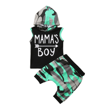 Toddler Kids Baby Boy Clothes Set Letter Print Sleeveless Hooded T-Shirt Top+Camouflage Pants Outfits 2024 - buy cheap