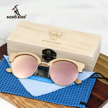 Деревянные Винтажные Солнцезащитные очки BOBO BIRD женские поляризационные солнцезащитные очки ретро женские очки UV400 в деревянной подарочной коробке 2024 - купить недорого