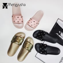 Zapatillas de muffins con purpurina para mujer, chanclas cómodas para exterior, color champán/rosa, fondo plano, novedad de 2019 2024 - compra barato