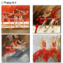 Pintura acrílica de bailarinas pintadas a mano en lienzo, bailarina de impresión para pinturas al óleo de figura de sala de estar, decoración del hogar, arte de pared 2024 - compra barato