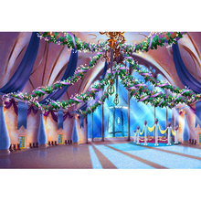 Fairy Tale Castle Palace Backdrop Printed Blue Purple Ribbons Green Vines Pink Flowers Princess Girl Birthday Party Background 2024 - buy cheap