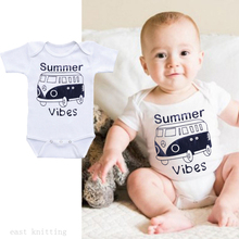 DERMSPE New Casual Newborn Baby Boy Girl Short Sleeve Letter Print Summer Vibes The bus Cute Cotton Romper Baby Clothes White 2024 - buy cheap