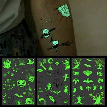 1 sheet Glow in the Dark Luminous Tattoo Sticker Halloween ghost witch designs Waterproof Tattoo fluorescent noctilucent night 2024 - buy cheap