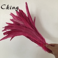 50pcs / lot 16-18 inches / 40-45cm / high quality rooster tails feather / diy wedding holiday party props accessories Deep pink 2024 - buy cheap