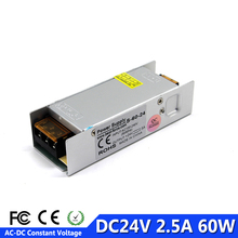 Мини-размер DC24V 2.5A 60 Вт Светодиодный импульсный источник питания Трансформаторы AC100-240V в постоянный ток 24 В SMPS светодиодный светильник в полоску 3D принтер CCTV 2024 - купить недорого