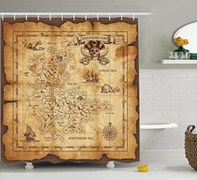 Mapa da ilha decoração cortina de chuveiro conjunto super detalhado mapa do tesouro bagunçado piratas rústicos ouro secreto tema história do mar, banheiro 2024 - compre barato