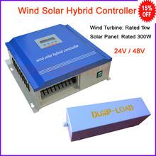 1000W Max wind/solar hybrid charge controller for 1000w windmill and 300W solar panel, 24v   48v battery charge controller 2024 - buy cheap