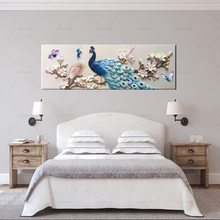 Pintura en lienzo para decoración de sala de estar, imágenes de pavo real azul, impresiones en HD, orquídeas, Flores, mariposas, póster de arte de pared sin marco, 1 pieza 2024 - compra barato