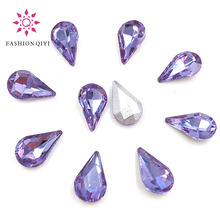 Diamantes de imitación de cristal violeta en forma de pera, accesorios de arte para uñas, 50 piezas, 5x8mm/6x10mm/8x13mm, gran oferta 2024 - compra barato