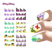 6 sheets Nail Art Sticker Set Water Decals For Nails Decoration Half French Nail Wraps Manicure Butterfly Flower Feather Design 2024 - buy cheap