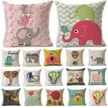 1Pcs 45*45cm Lovely Bird Owl Elephant Pattern Cotton Linen Throw Pillow Cushion Cover Car Home Sofa Decorative Pillowcase 40238 2024 - buy cheap