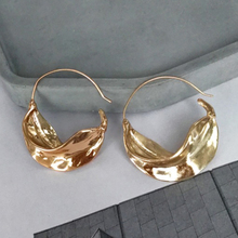SRCOI Gold Silver Color Irregular Leaf Hoop Earrings For Women Geometric Round Statement Earrings Fashion Jewelry Punk Gifts New 2024 - buy cheap