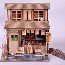 1/24 DIY Wooden Dollhouse Miniature Kits - Antique BBQ Restaurant with Delicious Foods 2024 - buy cheap