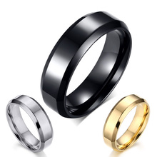 Простое мужское кольцо шириной 6 мм черного/золотого/серебряного цвета из нержавеющей стали обручальное кольцо для мужчин и женщин кольцо обещающее ювелирное изделие 2024 - купить недорого