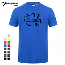 Camiseta estampada masculina, camiseta casual fitness para homens, 16 cores, de algodão, estampada, parkour 2024 - compre barato