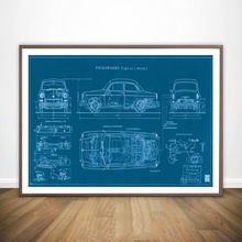 Car Blueprint Creator Best of Type Notchback Blueprint VW Movie Wall Art Paint Canvas Art Poster Oil Paintings No Frame 2024 - buy cheap