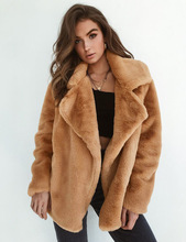 Solid Slim Thin Faux Fur Coat Women Long Sleeve Turn-down Collar Warm Fur Autumn Winter Warm Soft Casual Open Stitch Fur Jacket 2024 - buy cheap