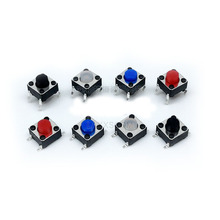 50PCS Vertical DIP/ SMD 6*6*5MM/4.3MM Silica Touch Switch Transparent/Red/Blue/Black head 4p Micro-push button 6x6x5 copper pin 2024 - buy cheap