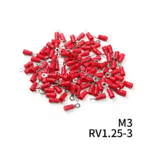 100 unids/lote conector de Cable de anillo rojo aislado RV1.25-3/4/5/6/8 conectores de Cable de Terminal de engarce eléctrico 2024 - compra barato