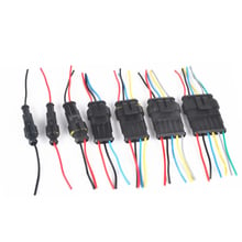 Conector de 1p/2p/3p/4p/5p/6 pinos com fio veicular à prova d' água tomada elétrica com fio awg marinho para motor amp, 1 peça 2024 - compre barato