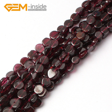 6mm Coin Shape Natural Garnet Beads Natural Stone Beads Loose Beads For Jewelry Making Beads Strand 15 inches Wholesale ! NEW 2024 - buy cheap